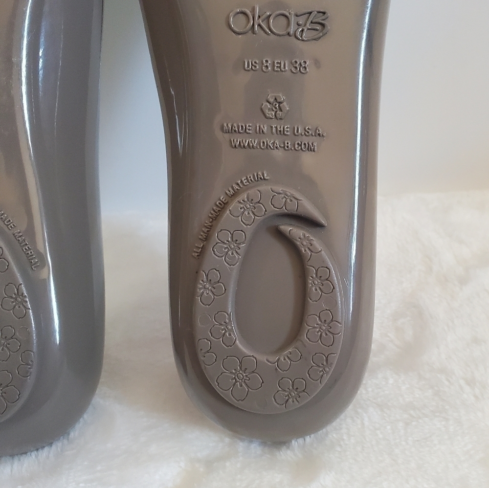 OKA B Taylor Gray Brown Jelly Rubber Ballet Slip On Flats Size US 8 EU 38 - Picture 14 of 15